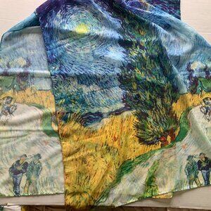 Van Gogh “Road with Cypress and Star” Scarf 100% Viscose/Cotton 28x68"